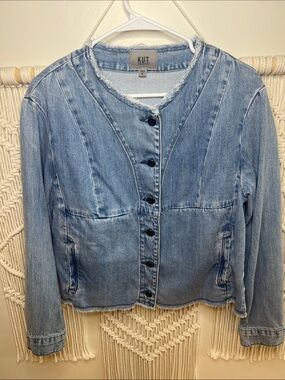 Kut from the Kloth Faded Blue Denim Jacket with Button Front